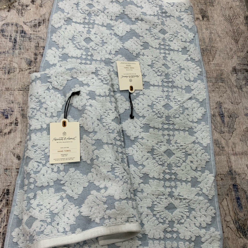 Brand New with Tags Hearth and Hand with Magnolia Blue Hand towels
